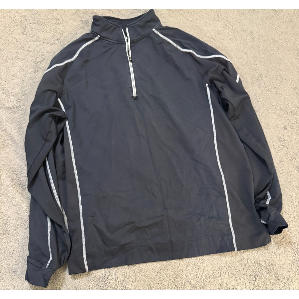 Footjoy 1/4 Zip Golf Jacket Mens L Black FJ Stretch Wind Pullover Sweatshirt